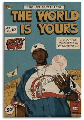 owengo Nas-The World Is Yours Poster, Popmusik, Wandkunst, Leinwanddruck für Schlafzimmer, Dekoration, 20 x 30 cm, ungerahmter Stil