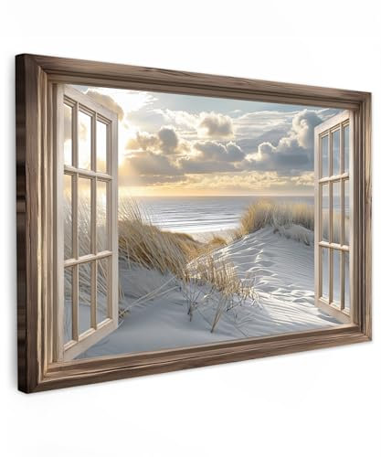 MuchoWow© Impressions sur Toile 120x80 cm Deco Tableau Murale Decoration Salon Peinture Tableaux Chambre Toiles Maison Transparent - Plage - Dunes - Mer - Nature