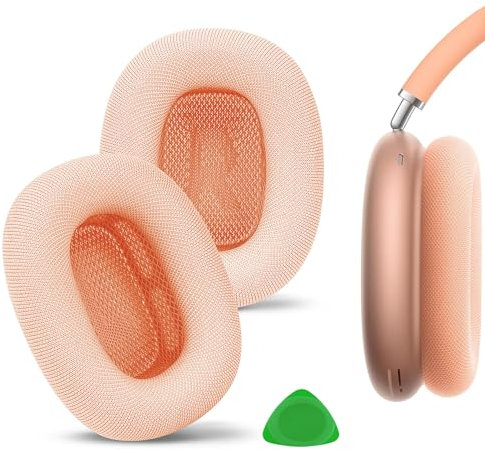 Geekria Komfort-Ersatz-Ohrpolster aus Netzgewebe, kompatibel mit AirPods MAX (A2096), AirPodsMAX2 (A3184) Kopfhörern, Ohrpolstern (Orange)