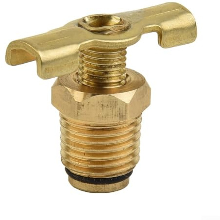 Gdfnmogo Brass Air Compressor Drain Valve 1/4 Inch for BSP Thread with T-Handle, Long Lasting Replacement Blowdown Tap for Air Compressor Tank, Corrosion-Resistant