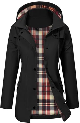PASUDA Veste Imperméable Femme Longue Manteau de Pluie à Capuche Doublure Coupe-Vent Longue Vêtements Imperméables Léger Parka Poncho Trench Coat pour Camping Extérieur