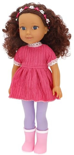 ColorBaby Mara 39361 Poupée articulée pour Enfant, Cheveux Bruns bouclés, Style Causal, vêtements Inclus, poupées réalistes, Jouets pour Enfants de 3 Ans, Cadeaux de Noël pour Enfants