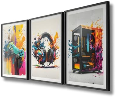 Générique lot de 3 posters gaming, chambre d'adolescents, affiche jeux video, gamer, (lot de 3 poster gamer sans cadre)