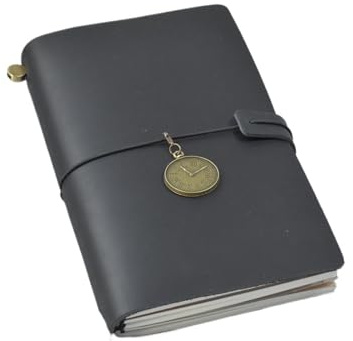 Generisch Leder-Tagebuch, nachfüllbar, Reise-Notizbuch, Retro-DIY, handgefertigt, Tagebuch, Skizzenbuch, Schule, Büro(Balck,Standard style)