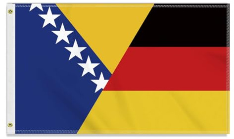 Große 90×150 CM Bosnien Deutschland Flagge, großes 150D Deutsch bosnisch Freundschafts banner,Strapazierfähige Deutschlandfahne Doube-Seitendruck Dekor Messingösen large Bosnia