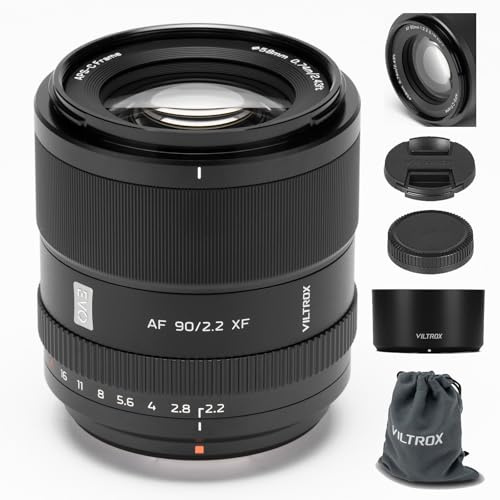 VILTROX 90mm F2.2 EVO XF-Mount para Fuji, APS-C Autofocus Teleobjetivo Prime para Fujifilm Fuji X-Mount cámaras X-E4 X-E5 X-H1 X-Pro3 X-S10 X-T4 X-T30 XT30II X-T200 X-H2 X-H2S X-T5 X-S20