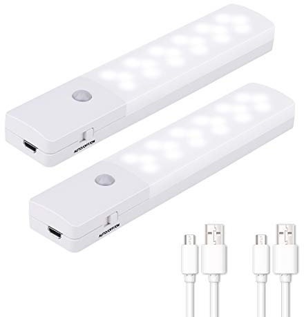 Motion Sensor Light, Wireless Night Light LED USB Rechargeable Indoor Automatic Light Super Long Battery Life for Closet, Cabinet, Stairs, Drawer, Pantry, Cupboard, Wardrobe (2 Pack)