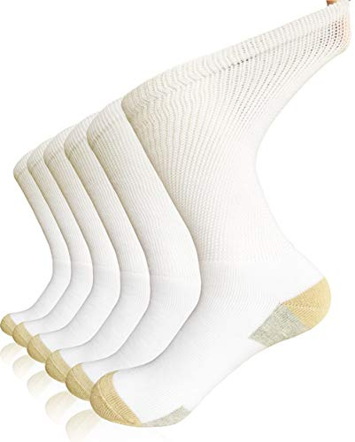 Mens Diabetic Socks Non-Binding Crew Socks Warm Cushioned Adjustable Quarter Sox for Edema Thick Ankle Diabetes
