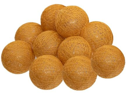 Atmosphera - Guirlande LED à pile 10 boules - jaune ocre - L165 cm