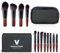 Lot de 12 mini pinceaux de maquillage de voyage avec étui, pinceaux de voyage pour poudre libre, contour, blush, correcteur, fard à paupières, coins des yeux, pinceaux à sourcils