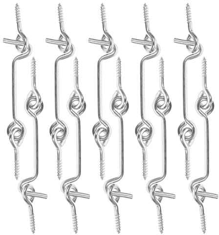 HONMEET Haken und Ösenriegel Türhaken Fensterhaken 10 Stück 2,5 Zoll Carbon Stahl Windhaken mit Befestigungsschrauben Rostfrei für Türen Fenster Kabinen Scheunentore Windschutz