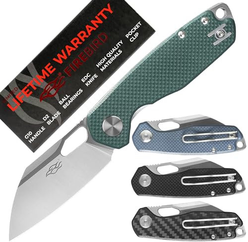 Firebird GANZO FH924-GB Couteau Pliant de Poche Lame en Acier D2 65 mm G10 Poignée Antidérapante avec Clip Camping EDC Couteau 160 mm 84 g (Vert)
