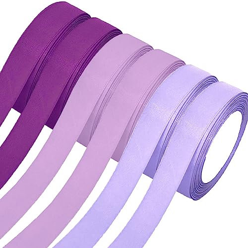 Satinband,6 Rollen Dekoband Stoffband,20mm x 22m/rolle Dekoration Geschenkband Schleifenband Ribbon für Geschenk Verpackung,Hochzeitsdekoration,Geburtstag Geschenke,DIY handwerk,Sträuße,Lila