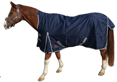 AMKA Pferdedecke Classic Weidedecke Outdoordecke High Neck 600 D 100 Gramm Füllung dunkelblau