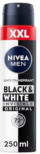NIVEA MEN Black & White Invisible Deo Spray XXL, Anti-Transpirant mit Anti-Flecken-Formel, mit 72h Anti-Transpirant-Schutz und NIVEA MEN Pflegekomplex (250 ml)