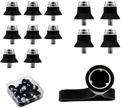 BRIOTA 24 Stück Fußball Ersatzstollen, Schraubkappen für Fußballschuhe, Ersatzstollen Kunststoff, Ersatzstollen Fussball mit Schraubkappenschlüssel für FußBallschuhe (Schwarz + Silber)