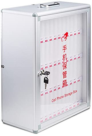 Mobile Phone Storage Box Aluminum Alloy Storage Box with Handle and Security Lock for Home Spare Keys Garage (Color : Silver, Size : 40 x 20 x 60cm) (Silver, 40 x 20 x 49cm)