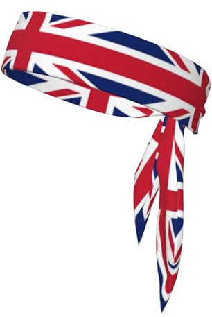 Luckily&Day Stirnband mit UK-Flagge, Sport-Kopfband zum Binden für Fußball, Biker, Yoga, Laufen
