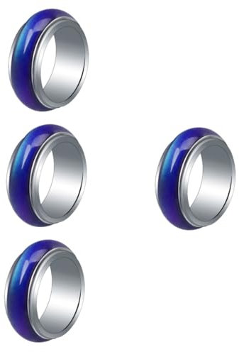 TENDYCOCO 4 Stück Thermochromer klingeln Stimmungsringe für Kinder Farbwechselnder Schmuck Freundschaftsschmuck Ringe kinderringe schellenkranz kinder Gefühlsring Kupfer