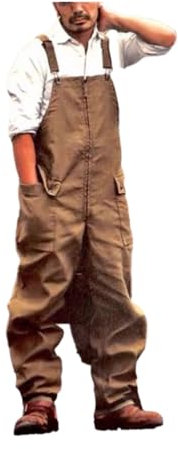 lmoikesz Salopette da lavoro vintage da uomo, resistente ed elegante, per uomo moderno, in poliestere, con bretelle larghe, pantaloni da lavoro professionali, marrone, XXL, Marrone, XXL