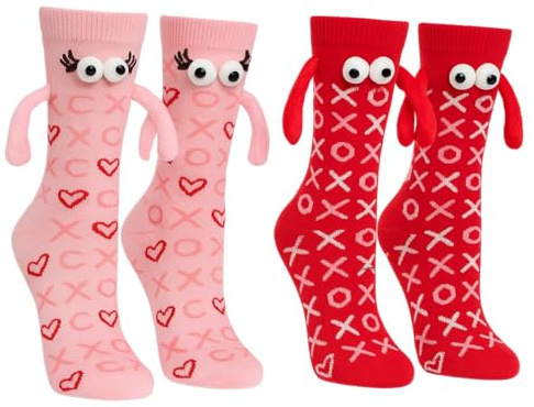 Beste Freundin Geschenke,Valentinstag,Magnetische Socken 2 Paar Socken Mit Magnetischen Händen Lustige Paar Socken Mit Herz Design Niedliche Partner Socken Für Paare Freunde Jahrestag Geburtstag
