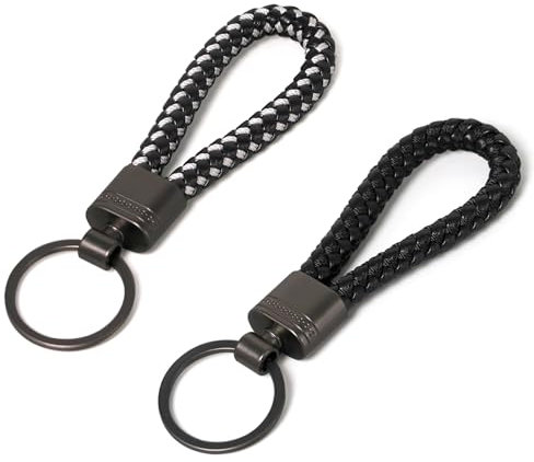 Souvik Porte Clef Homme en Cuir Tressé, Porte Clés Pratique et Résistant, Compatible avec Clés de Voiture, Moto et Usage Quotidien