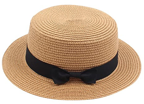 Generisch 2025 - Sombrero de paja de verano para niños pequeños con visera ancha con visera para el sol, sombrero para el sol, azul claro, niño, E, talla única