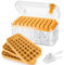 Bac à Glaçons avec 150 Cubes de Glace, Glaçons Moule avec Couvercles incluant un Couvercle et un Récipient, il suffit d'appuyer pour libérer la Glace, 3 Niveaux, 1 Seau à Glace et une Pelle （Orange）