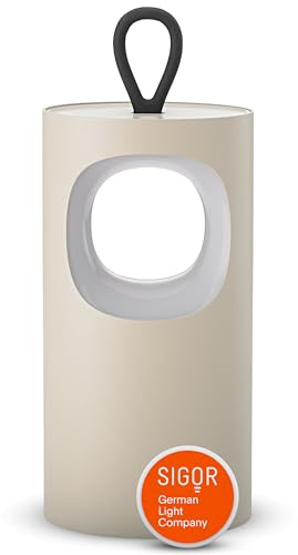 SIGOR Lunari dünenbeige - LED Akku-Tischlampe tragbar & dimmbar mit FlexMood (2200K/2700K), bis 12h Leuchtdauer, USB-C Magnet-Ladefunktion, IP44 Outdoor & Indoor, Aluminium, Design-Lampe