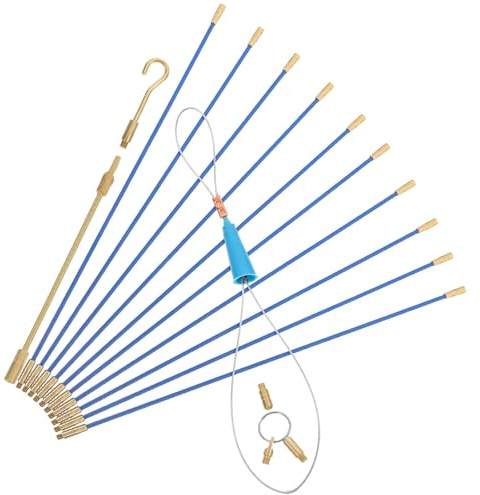 VALICLUD Kit de Tirage de Câbles en Fibre de Verre 33 Cm, 10 Pièces, Aiguille de Tirage Électrique Transparente en Cuivre, Outil Professionnel pour Installation Électrique Murale, Kit