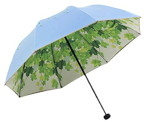 Sombrilla Paraguas Plegable Protección UV UPF 50+para Las Mujeres de Doble Capa Paraguas Prueba de Viento de Impermeable (Azul)