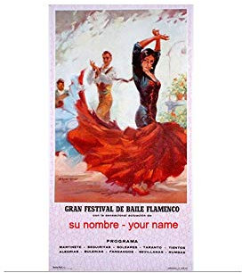 Cartel de flamenco personalizable - Vestido verde
