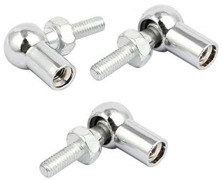 sourcing map 3stk. Gelenkkopf Kugellager mit Bolzen, Recht-Hand Innengewinde M6x1,0mm und Recht-Hand Außengewinde M6x1,0mm, 45# Stahl Kugelbuchse Endfitting