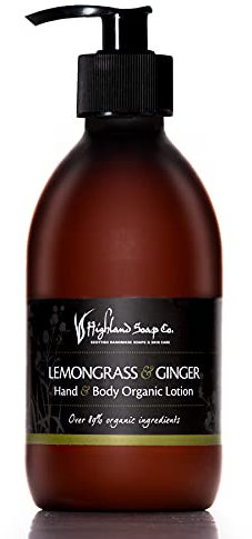 The Highland Soap Company Lemongrass & Ginger Hand & Body Lotion 300ml - Refreshing Organic Skincare with Natural Essential Oils