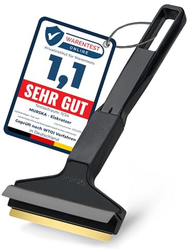 Eiskratzer Auto - Messing Scheibenkratzer Auto - schnell, mühelos & schonend - Premium HIPS - Murska mit Messingklinge & Gummilippe - effizienter & sicherer Schneekratzer Auto - Finnland Schwarz Grau