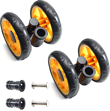 MroMax 2 Stück 120 mm x 25 mm Lenkrad, für 19 mm runde Rohre, Kunststoff-Schwenkrad Ersatz für Kinderwagen und Haustier-Kinderwagen, Schwarz und Gelb