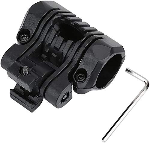 Tactical Airsoft Helmet Accessories 25MM FAST Helmet Flashlight Holder Mount with Wrench Quick Release Flashlight Holder Clamp Clip Mount Accessory for FAST Helmet,Black