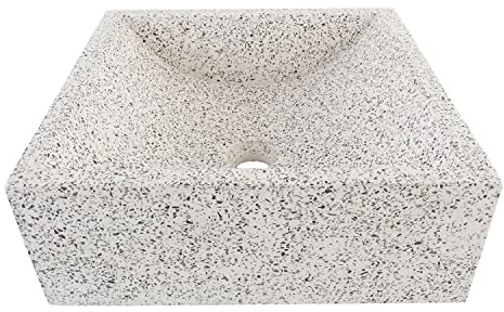 Terrazzo Waschbecken 40 cm eckig in beige von WOHNFREUDEN