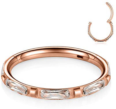 AROWRO Septum Clicker Nose Hoop Ring Knorpel Creolen Daith Tragus Ohrring Daith Helix Ohrring Daith Helix Schmuck Daith Piercing Schmuck Chirurgenstahl Creolen 16G 8mm Roségold