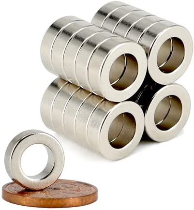 Neodym Magnet Ringmagnete - Magnet Mit Loch Bohrung 6mm - Runder Ring Magnet 10mm x 3mm Scheiben Magnete Stark - Flach Rund - Magnetring Stark [20 Stück]