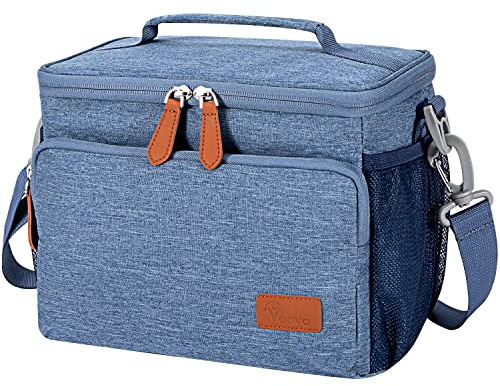 Voova Insulated Lunch Bag 12 Cans (10L) Large Soft Lunch Box Leakproof for Adult Men Women,Collapsible Portable Small Cooler Bag Cool Box with Shoulder Strap for Work Beach Picnic Camping,Blue
