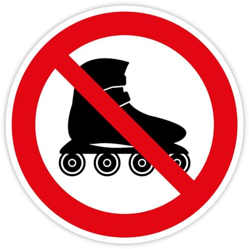 Aufkleber Verbotszeichen „Inline Skates/Rollschuhe verboten“ Hinweis Folie selbstklebend | Ø 5-30 cm Made in Germany, Größe: Ø20 cm