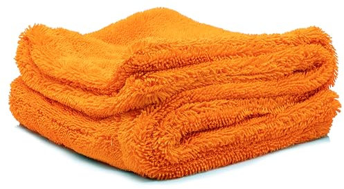 Nuke Guys Gamma Dryer L | Ultra saugstarkes Trockentuch 1400 GSM orange 40x60cm | Fusselfrei, abgerundete sanfte Fasern, kratzerfrei, groß | Premium Mikrofasertuch für Auto Motorrad Fahrrad