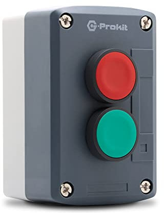 G-Prokit IP65 2-way Red and Green Push Button Industrial Start/Stop Switch, Grey housing, door or gate release, Indoor or Outdoor use, waterproof (2-way Green/Red)