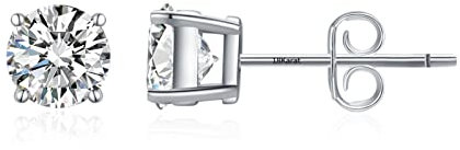 Mkhhy Moissanit-Ohrstecker, Diamant-Ohrringe, 925er Sterlingsilber, 18 Karat Gold-Vermeil, hypoallergene Ohrstecker für Damen und Herren, Geschenke für sie (1 Karat, 2 Karat), Weißgold, Moissanit
