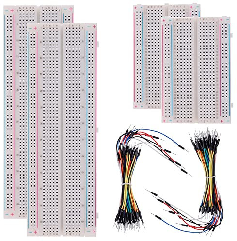 BOJACK Breadboard Kit Placa de Pruebas sin Soldadura 2 Pcs 830 Puntos & 2 Pcs 400 Puntos & 126 Pcs Cables de Puente Flexibles para Protoboard (3 Valores 130 Piezas)