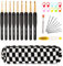 Aeelike 30 Stück Häkelnadel Set für Anfänger mit Tragbaren Tasche, 2 mm - 6 mm Ergonomische Häkelnadeln mit TPR-Weichgriff für Häkelwolle Garn, Klassisch Schwarz Häkelnadeln Set für Arthritische Hände