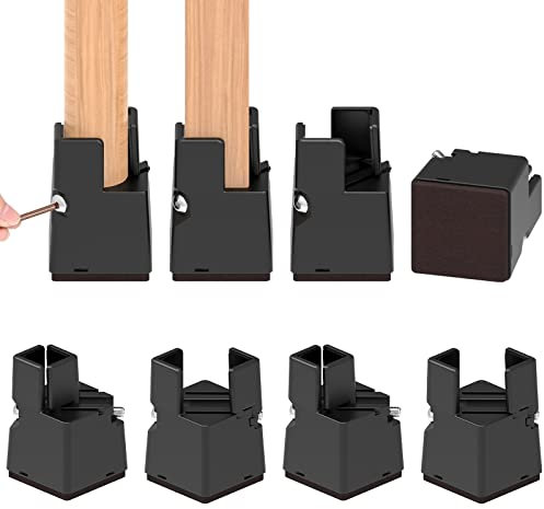 AIRUJIA Elevador de Muebles 8 Packs, Elevadores de Cama con Abrazadera de Tornillo, Elevadores Ajustables para Camas, Mesas o Sofá y Armarios, Agregue Altura de 5CM