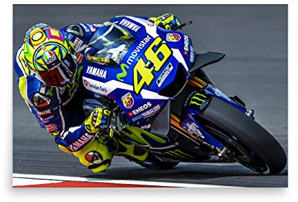 Stickerloveshop Valentino Rossi VR46 Poster Moto GP Wandkunst Fanartikel Wanddekoration für Wohnzimmer, Zuhause, Werkstatt, Esszimmer, Schlafzimmer, Küche, Büro, Wohnung