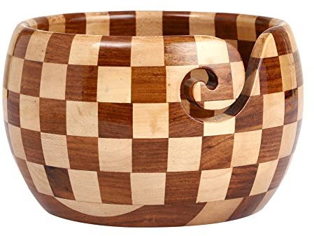 Brainmart Wooden Yarn Storage Bowl for Craft Crocheting Yarn Ball Holder for Knitting Craft, Handmade Yarn Bowl Organizer Knitting Crochet Supplies Best for Gift for Mom